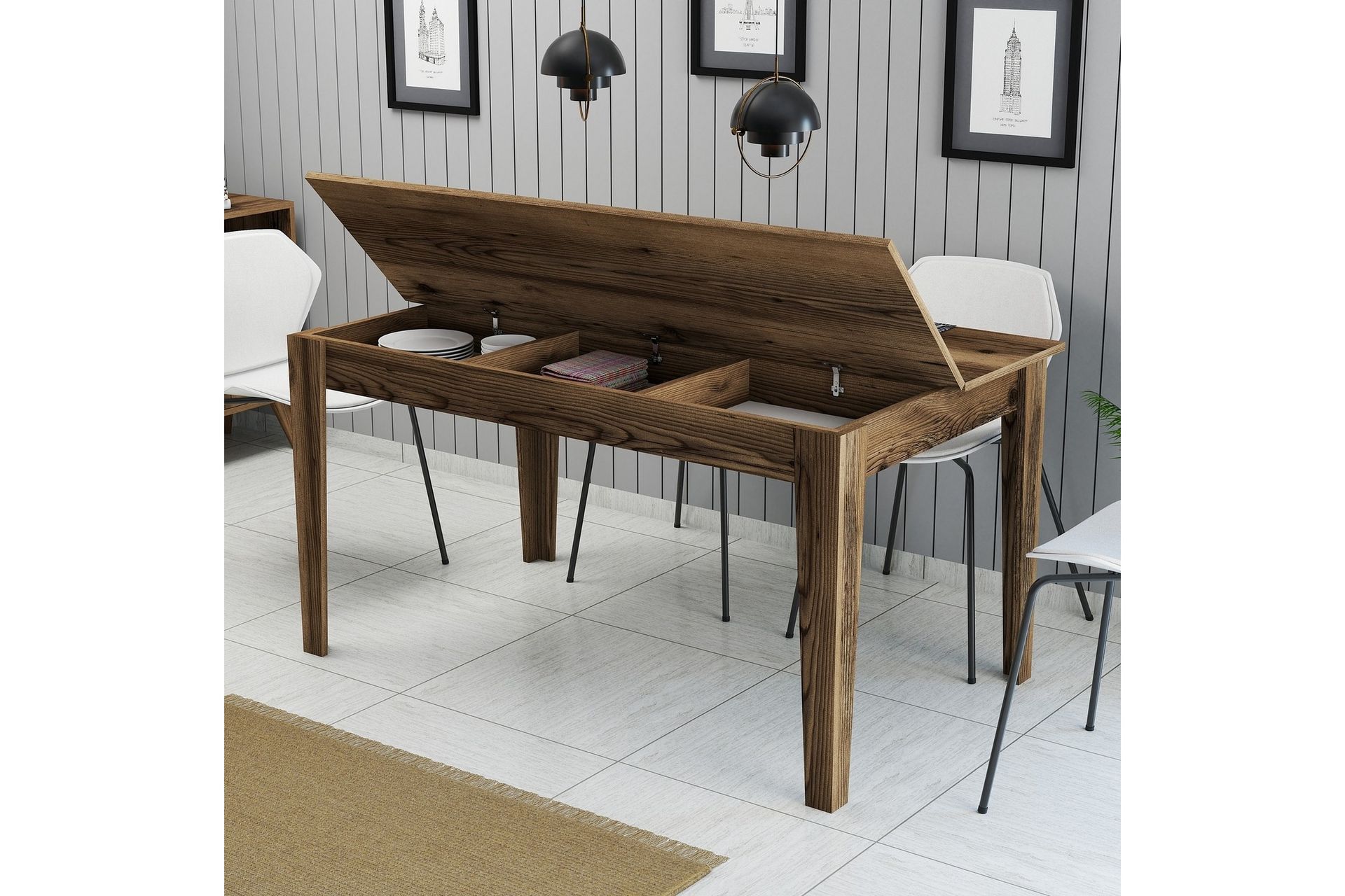Lissione Spisebord 145x88 cm Brun - Hanah Home - Møbler - Bord - Spisebord & kjøkkenbord