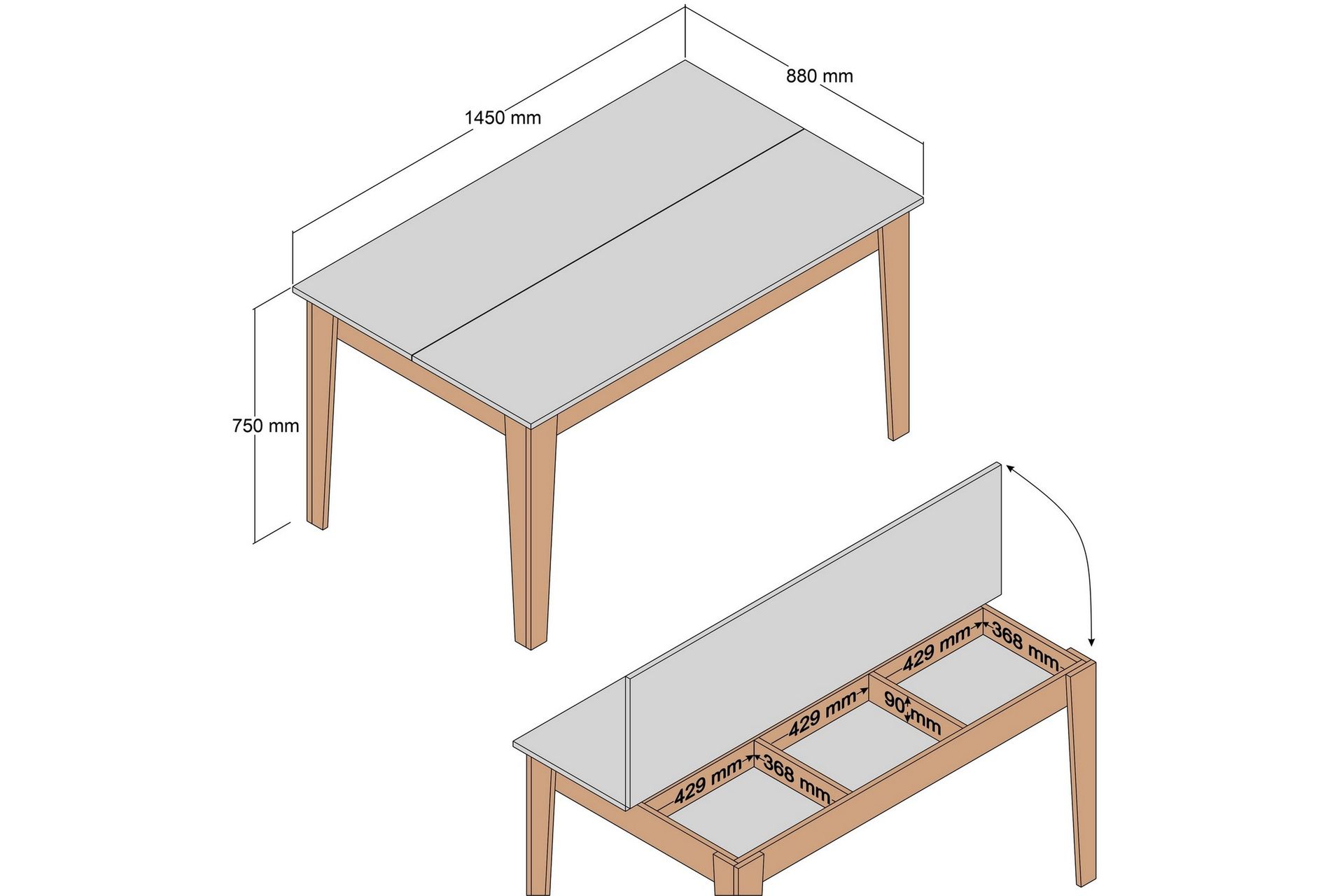 Lissione Spisebord 145x88 cm Brun/Beige - Hanah Home - Møbler - Bord - Spisebord & kjøkkenbord