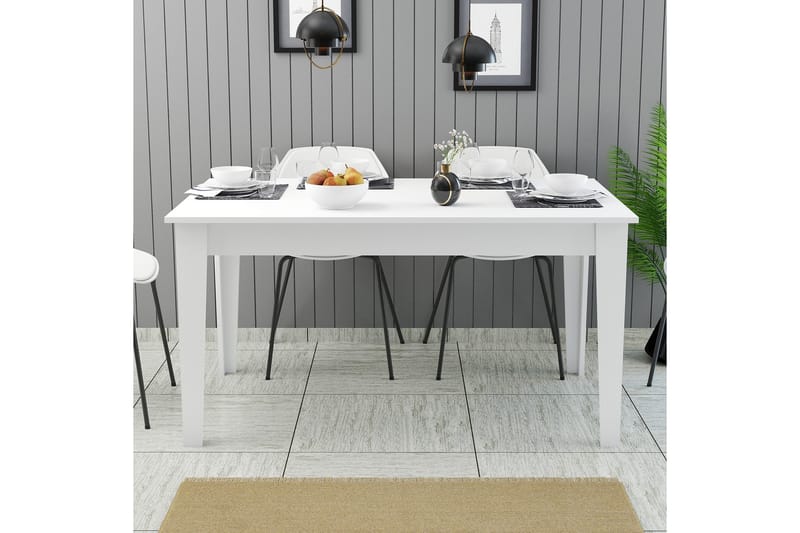 Lissione Spisebord 145x88 cm Hvit - Hanah Home - Møbler - Bord - Spisebord & kjøkkenbord