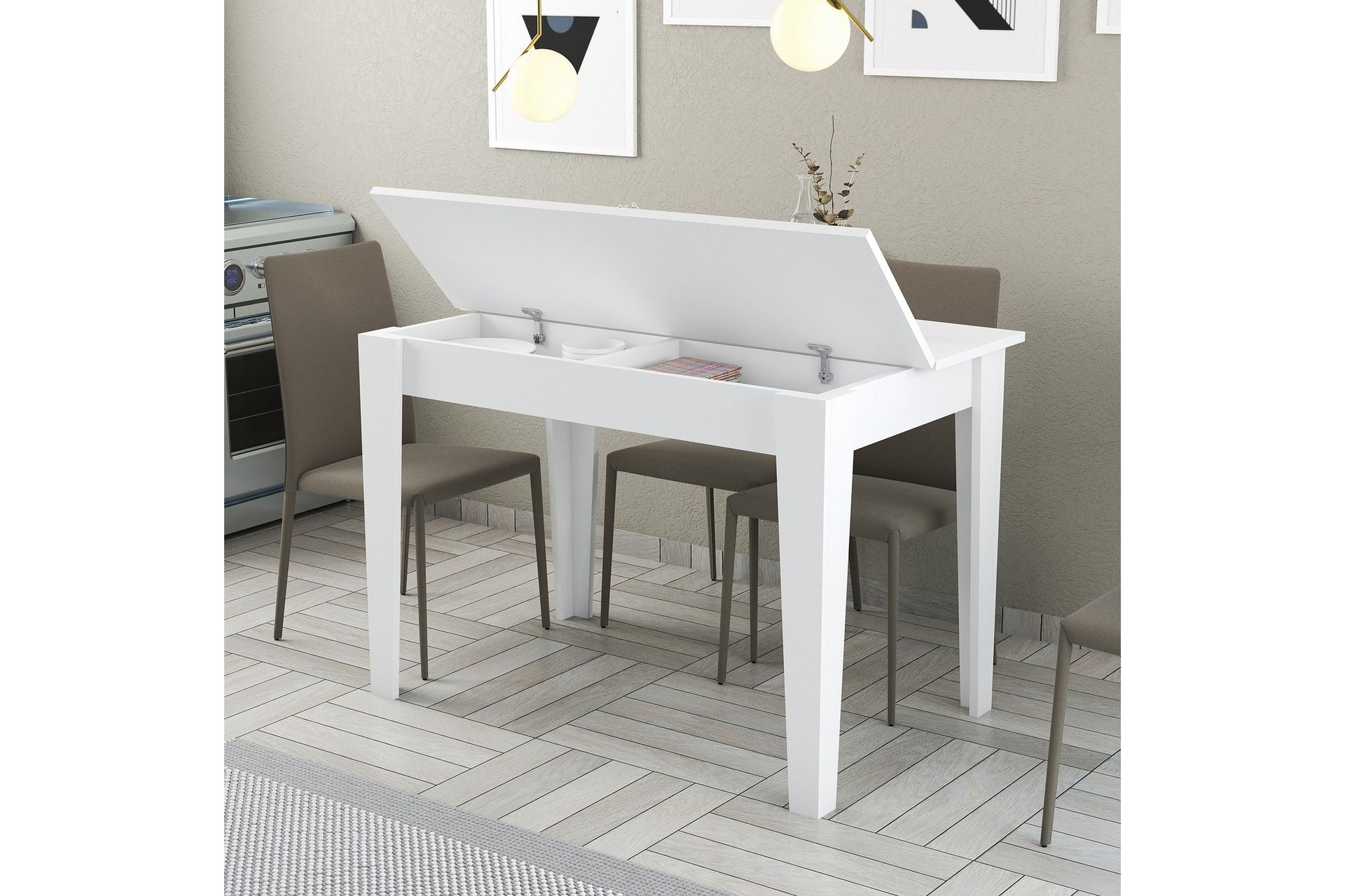 Levents Spisebord 110x72 cm Hvit - Hanah Home - Møbler - Bord - Spisebord & kjøkkenbord
