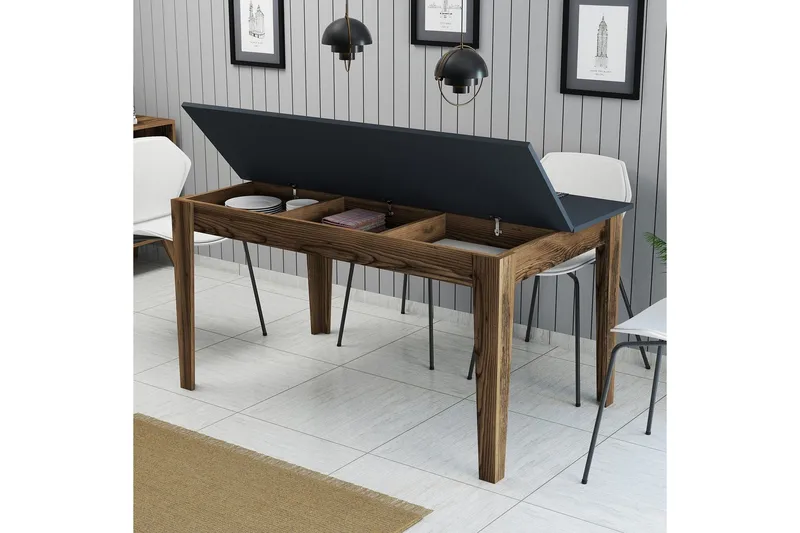 Lissione Spisebord 145x88 cm Brun/Svart - Hanah Home - Møbler - Bord - Spisebord & kjøkkenbord