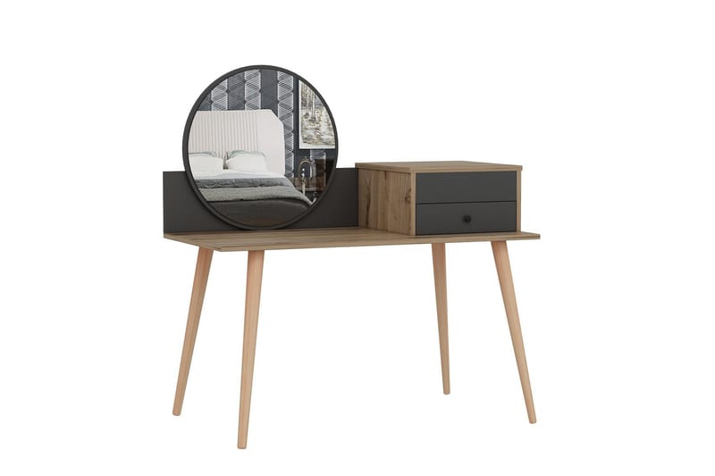 Straat Sminkebord 120x96 cm Svart/Brun - Hanah Home - Møbler - Bord - Sminkebord & toalettbord - Sminkebord med speil