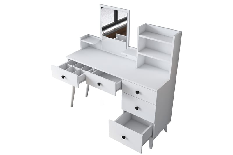 Junji Sminkebord 118,2x93,8 cm Hvit - Hanah Home - Møbler - Bord - Sminkebord & toalettbord - Sminkebord med speil