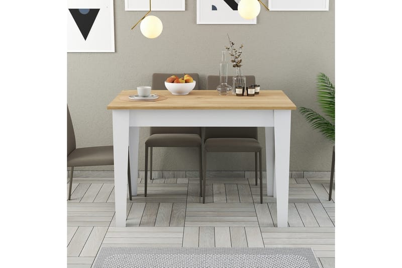 Levents Spisebord 110x72 cm Hvit/Brun - Hanah Home - Møbler - Bord - Spisebord & kjøkkenbord