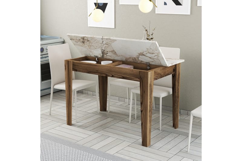 Levents Spisebord 110x72 cm Brun/Hvit - Hanah Home - Møbler - Bord - Spisebord & kjøkkenbord