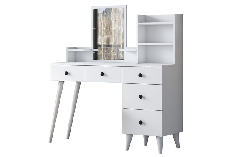 Junji Sminkebord 118,2x93,8 cm Hvit - Hanah Home - Møbler - Bord - Sminkebord & toalettbord - Sminkebord med speil