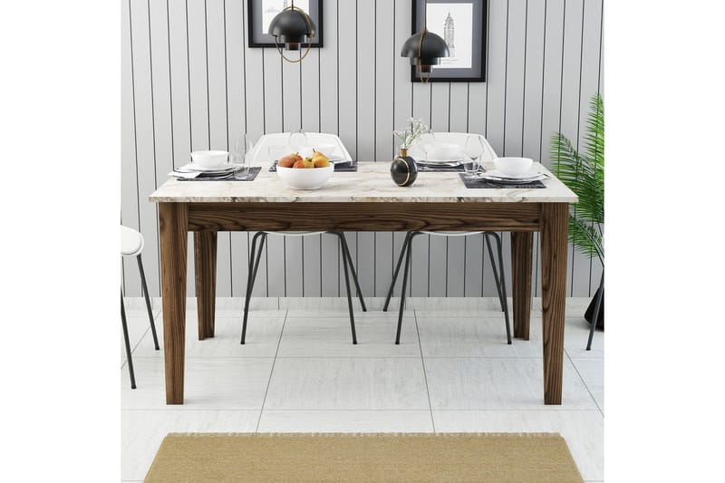 Lissione Spisebord 145x88 cm Brun/Hvit - Hanah Home - Møbler - Bord - Spisebord & kjøkkenbord