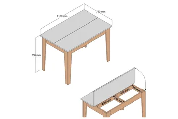 Levents Spisebord 110x72 cm Hvit/Brun - Hanah Home - Møbler - Bord - Spisebord & kjøkkenbord