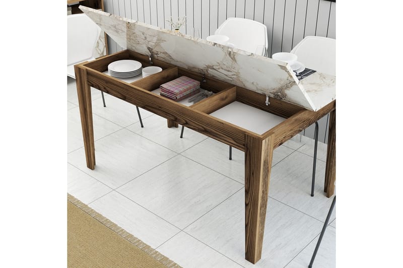 Lissione Spisebord 145x88 cm Brun/Hvit - Hanah Home - Møbler - Bord - Spisebord & kjøkkenbord