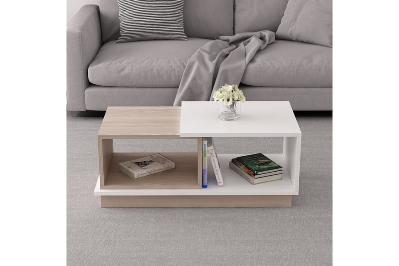 Schmida Salongbord 90x45 cm Hvit/Brun - Hanah Home - Møbler - Bord - Sofabord