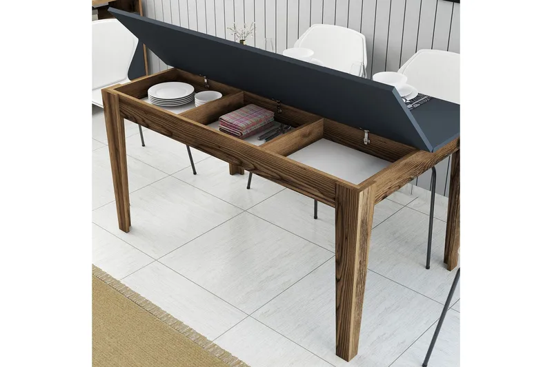 Lissione Spisebord 145x88 cm Brun/Svart - Hanah Home - Møbler - Bord - Spisebord & kjøkkenbord