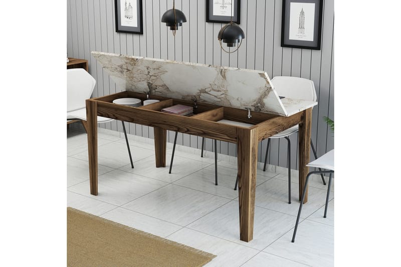 Lissione Spisebord 145x88 cm Brun/Hvit - Hanah Home - Møbler - Bord - Spisebord & kjøkkenbord