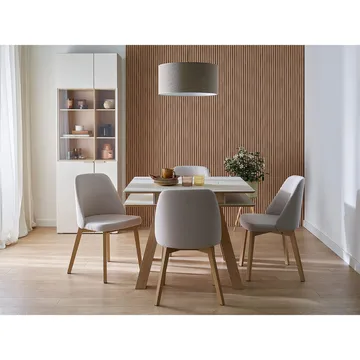 4 You Fresh Kvadratisk Spisebord 100 cm med Tre- og Eikeutseende - Beige - Møbler - Bord - Spisebord & kjøkkenbord