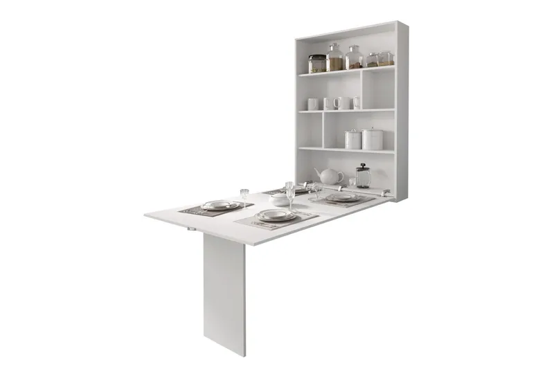 Abi Veggmontert Foldbart Spisebord 130 cm, Hvit