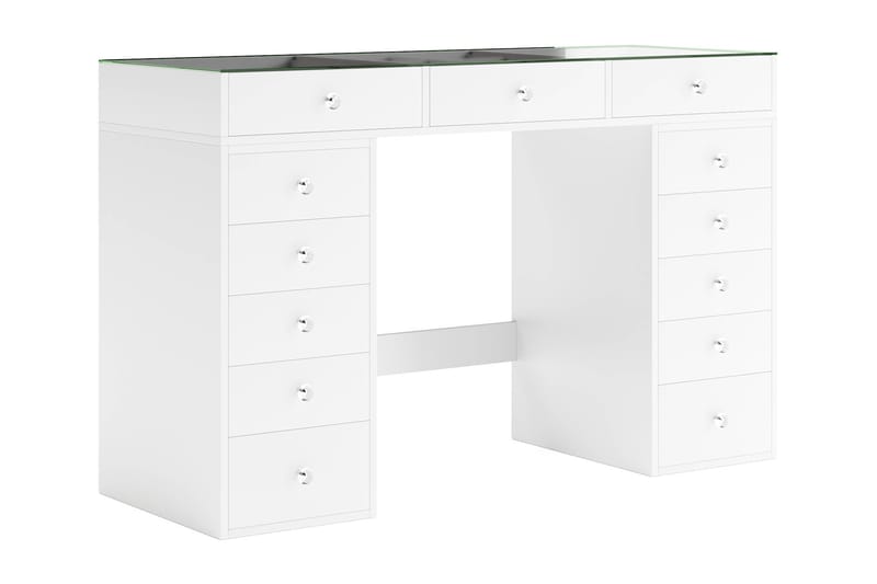 Addison Sminkebord Glass 120 cm - Hvit - Møbler - Bord - Sminkebord & toalettbord