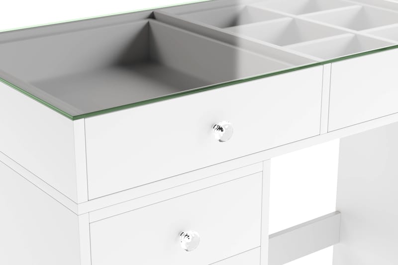 Addison Sminkebord Glass 120 cm - Hvit - Møbler - Bord - Sminkebord & toalettbord