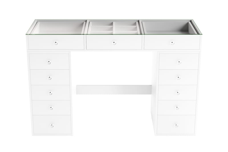Addison Sminkebord Glass 120 cm - Hvit - Møbler - Bord - Sminkebord & toalettbord