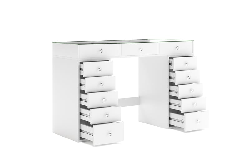 Addison Sminkebord Glass 120 cm - Hvit - Møbler - Bord - Sminkebord & toalettbord