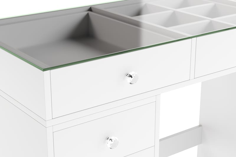 Addison Sminkebord Glass 120 cm - Hvit - Møbler - Bord - Sminkebord & toalettbord