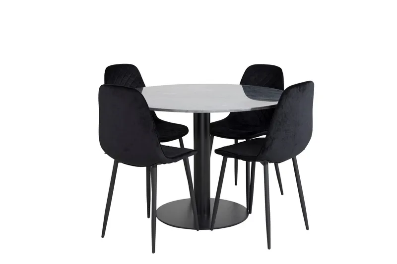 Admira spisebord 106 cm rundt i marmor med 4 Polar spisestoler - Møbler - Bord - Spisegrupper