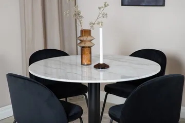 Admira Spisegruppe 106 cm Rund inkl. 4 Foyos Stoler - Marmor/Hvit/Svart - Møbler - Bord - Spisegrupper