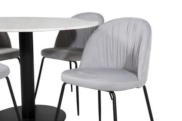 Admira Spisegruppe 106 cm Rund Marmor inkl. 4 Foyos Stoler - Hvit/Svart/Grå - Møbler - Bord - Spisegrupper