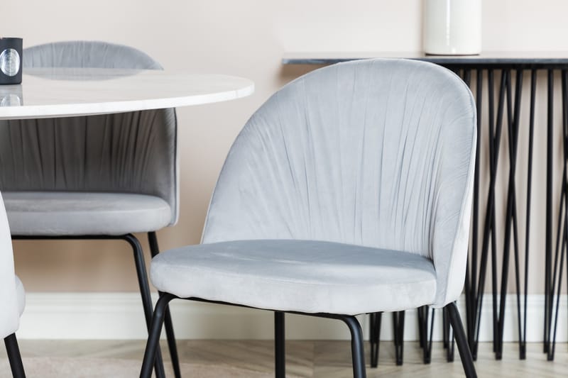 Admira Spisegruppe 106 cm Rund Marmor inkl. 4 Foyos Stoler - Hvit/Svart/Grå - Møbler - Bord - Spisegrupper