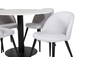 Admira Spisegruppe 106 cm Rund Marmor inkl. 4 Sedavi Stoler - Hvit/Svart/Grå - Møbler - Bord - Spisegrupper