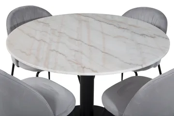 Admira Spisegruppe 106 cm Rundt Marmor inkl. 4 Foyos Stoler - Hvit/Svart/Grå - Møbler - Bord - Spisegrupper