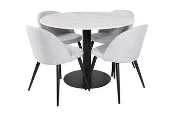 Admira Spisegruppe 106 cm Rundt Marmor inkl. 4 Sedavi Stoler - Hvit/Svart/Grå - Møbler - Bord - Spisegrupper
