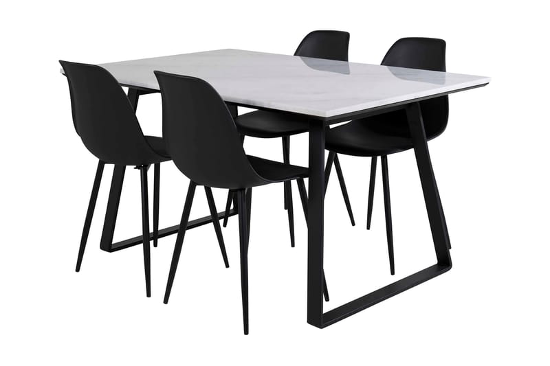 Admira Spisegruppe 140 cm inkl. 4 Ypas Stoler, Marmor/Hvit/Svart