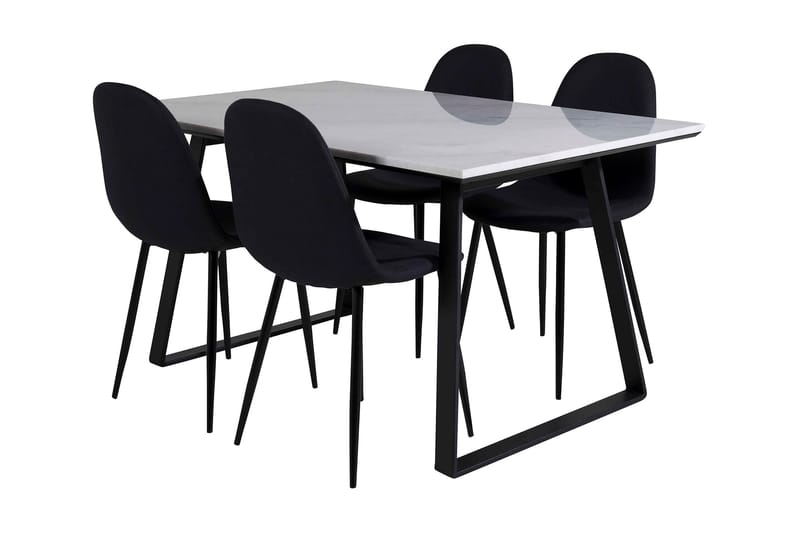 Admira Spisegruppe 140 cm inkl. 4 Ypas Stoler, Marmor/Hvit/Svart