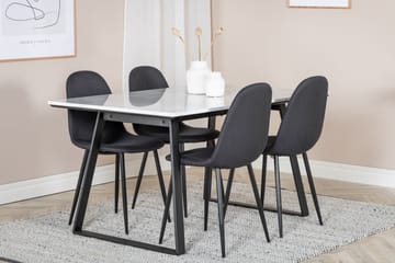 Admira Spisegruppe 140 cm inkl. 4 Ypas Stoler - Marmor/Hvit/Svart - Møbler - Bord - Spisegrupper