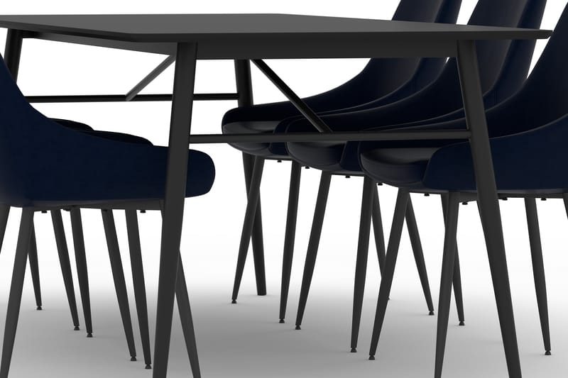 Adrianah Spisebord 200 cm med 6 Alsarp Kjøkkenstoler - Beige/Svart - Spisegrupper