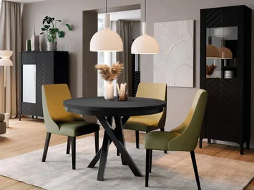 Aggarwal Rundt Spisebord 100 cm med Mørkt Tre- og Metallutseende - Svart - Møbler - Bord - Spisebord & kjøkkenbord