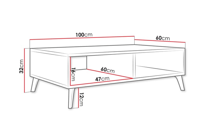 Akihiko Sofabord 100 cm - Hvit - Møbler - Bord - Sofabord