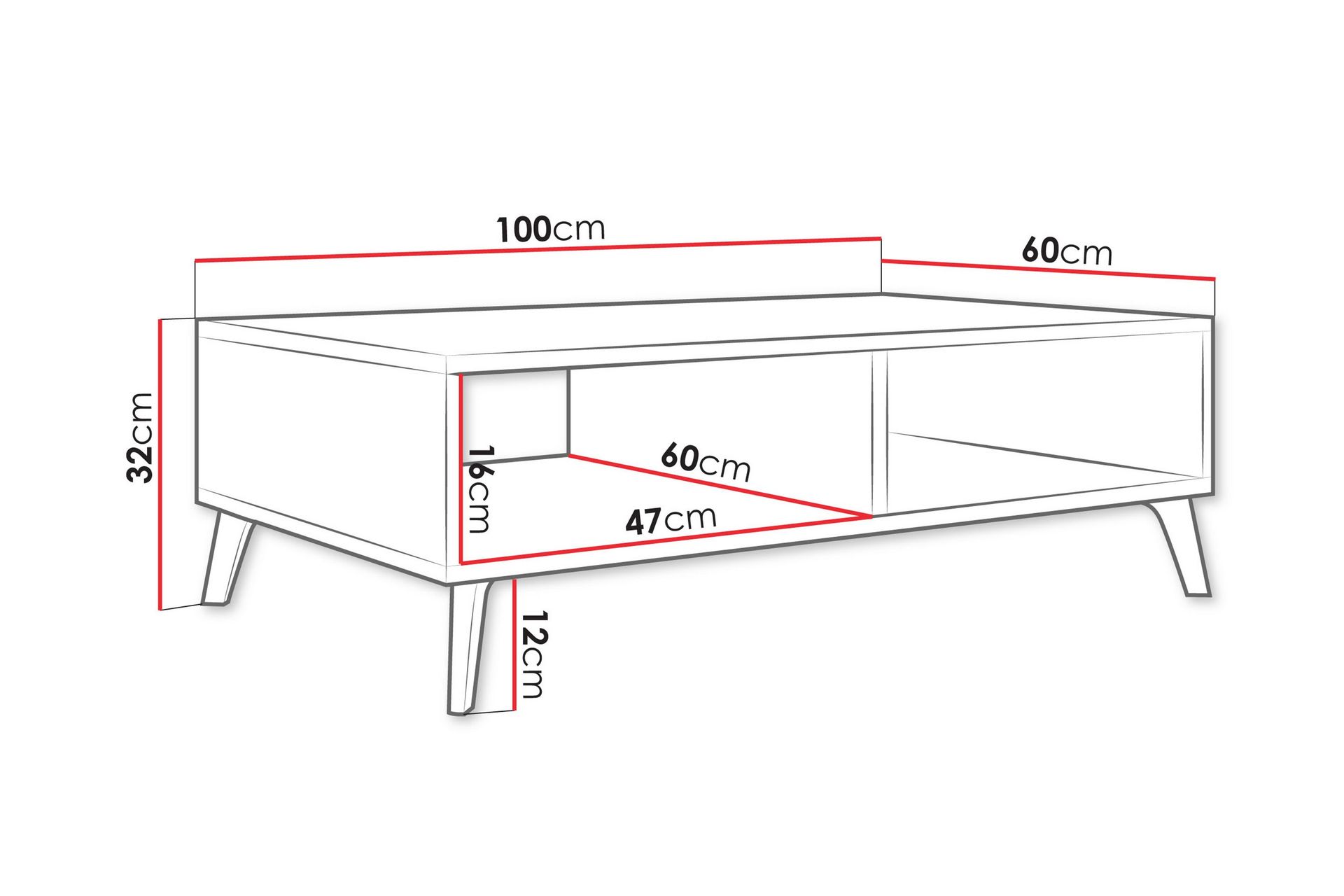 Akihiko Sofabord 100 cm - Hvit - Møbler - Bord - Sofabord