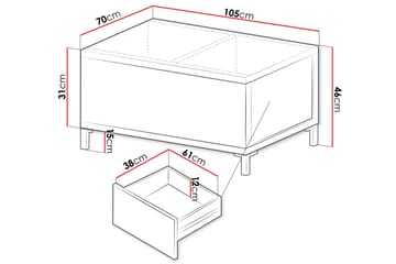 Akiya Sofabord 105 cm - Hvit - Møbler - Bord - Sofabord