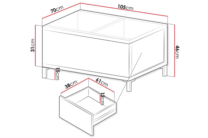 Akiya Sofabord 105 cm - Svart - Møbler - Bord - Sofabord