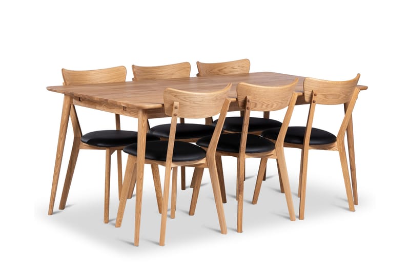 Alborg Spisegruppe 180 cm med 6 Eksjø Stoler i heltre - Lys brun/Natur - Møbler - Bord - Spisegrupper