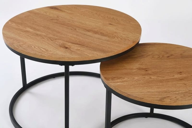 Alex settbord 76 cm rundt - Eik/Svart - Møbler - Bord - Sofabord
