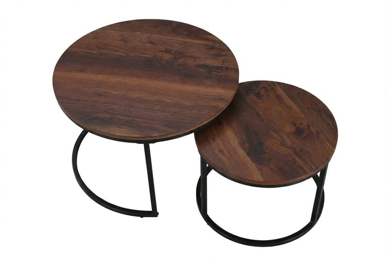 Alex settbord 76 cm rundt - Valnøtt/Svart - Møbler - Bord - Sofabord