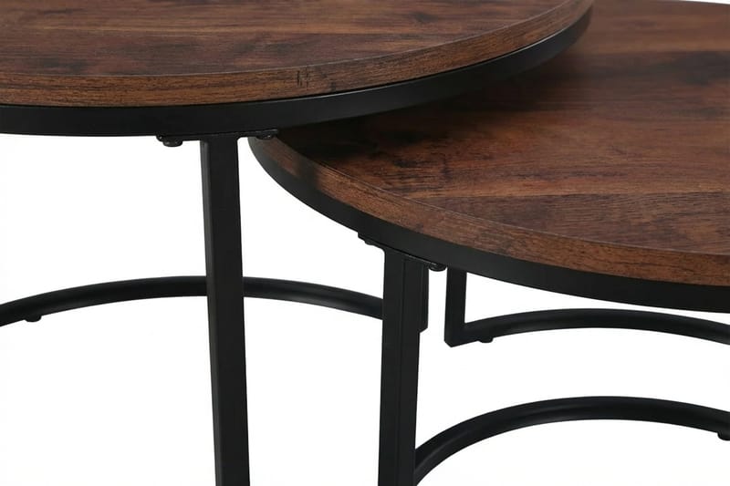 Alex settbord 76 cm rundt - Valnøtt/Svart - Møbler - Bord - Sofabord