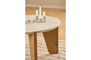 Alkha Rundt Sofabord 80 cm i Stein med Tre Ben - Beige - Møbler - Bord - Sofabord