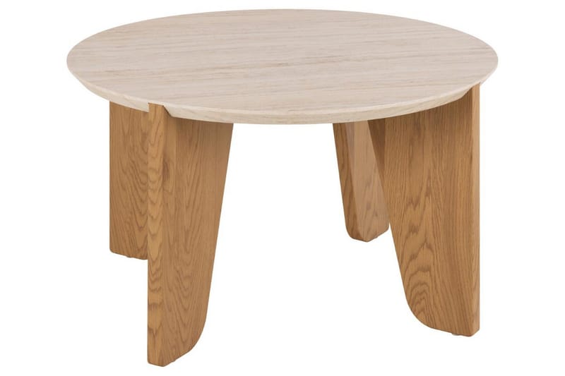 Alkha Rundt Sofabord 80 cm i Stein med Tre Ben - Beige - Møbler - Bord - Sofabord