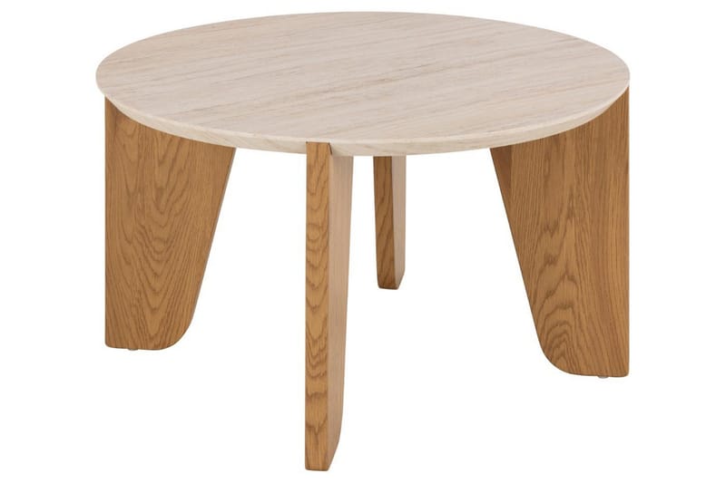 Alkha Rundt Sofabord 80 cm i Stein med Tre Ben, Beige