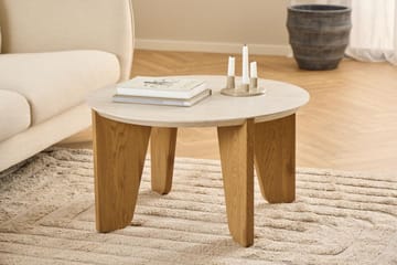 Alkha Rundt Sofabord 80 cm i Stein med Tre Ben - Beige - Møbler - Bord - Sofabord