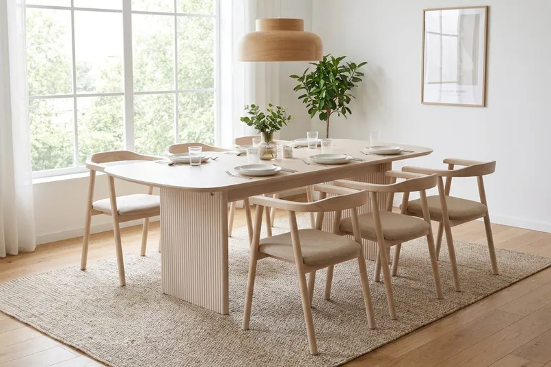 Alma rektangulært spisebord 180x90 cm finér - Hvitlasert eik - Møbler - Bord - Spisebord & kjøkkenbord