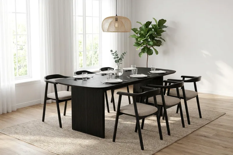 Alma rektangulært spisebord 180x90 cm finér - Svartbeiset eik - Møbler - Bord - Spisebord & kjøkkenbord