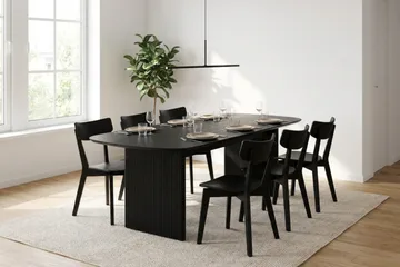 Alma rektangulært spisebord 220 × 100 cm finer - Svartlasert eik - Møbler - Bord - Spisebord & kjøkkenbord